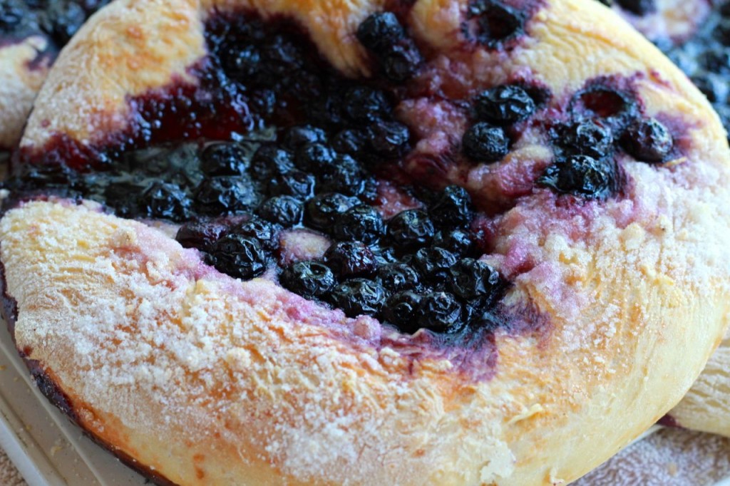 This is a new favorite: blueberry focaccia with lemon sugar--yum!!