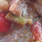 Rhubarb-cherry-berry bread pudding for the Fourth of July!