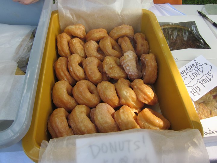 tray full of homemade donuts