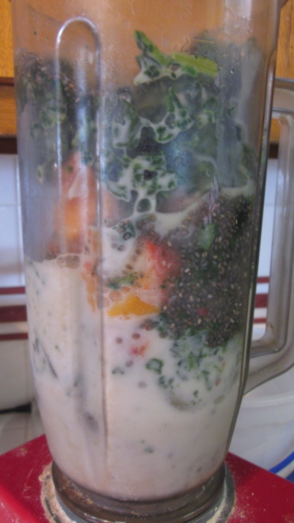 Here's the "before" shot, with all the ingredients dumped into the blender.