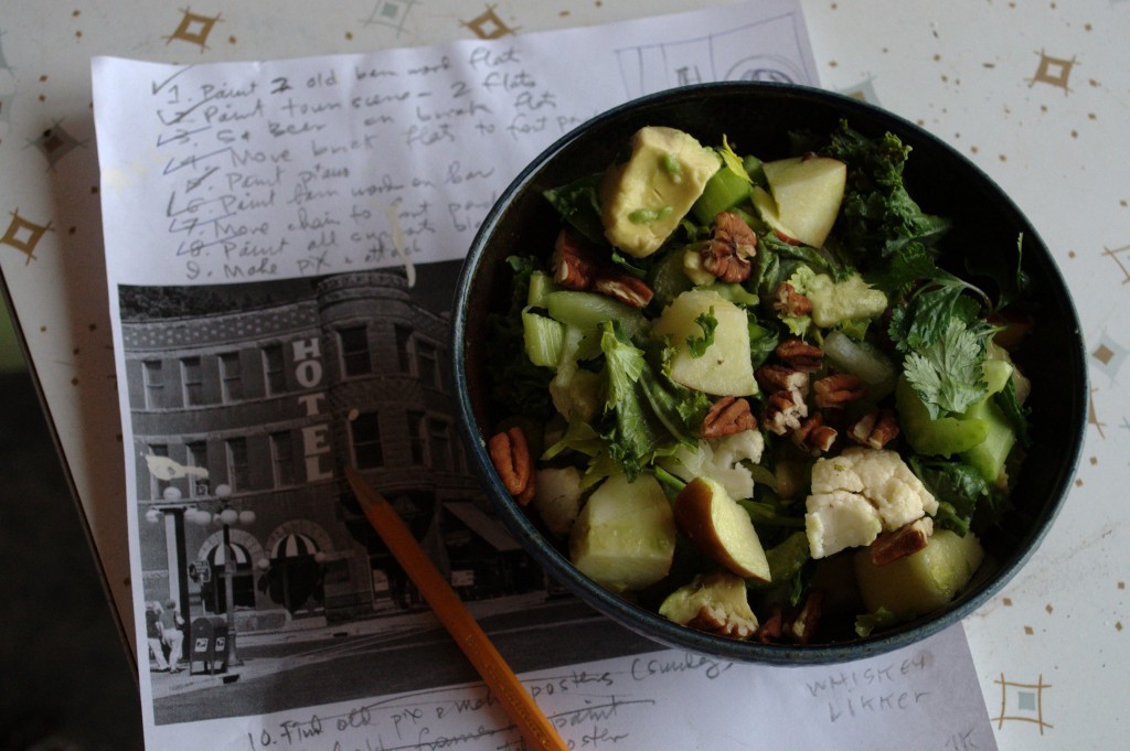 Here's my salad, sitting on my to-do list.  