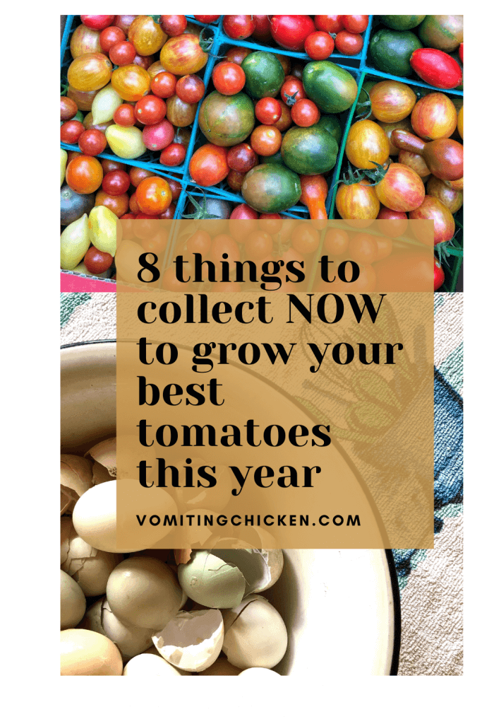 graphic with title, cherry tomatoes picture and eggshells