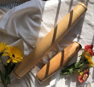 med and small French rolling pins