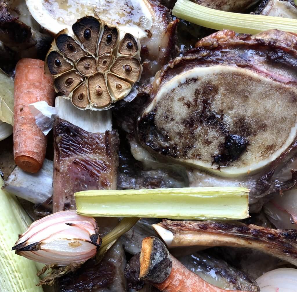 roasted bones & veg close-up