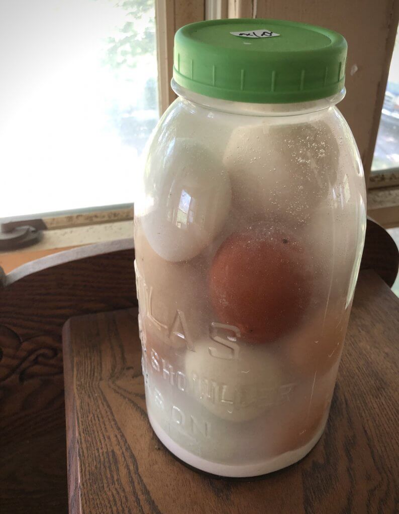 big jar of water glassed eggs