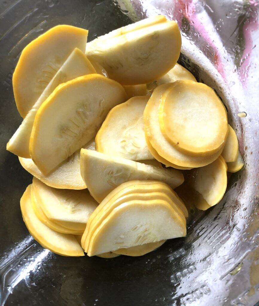 bowl full of summer squash slices