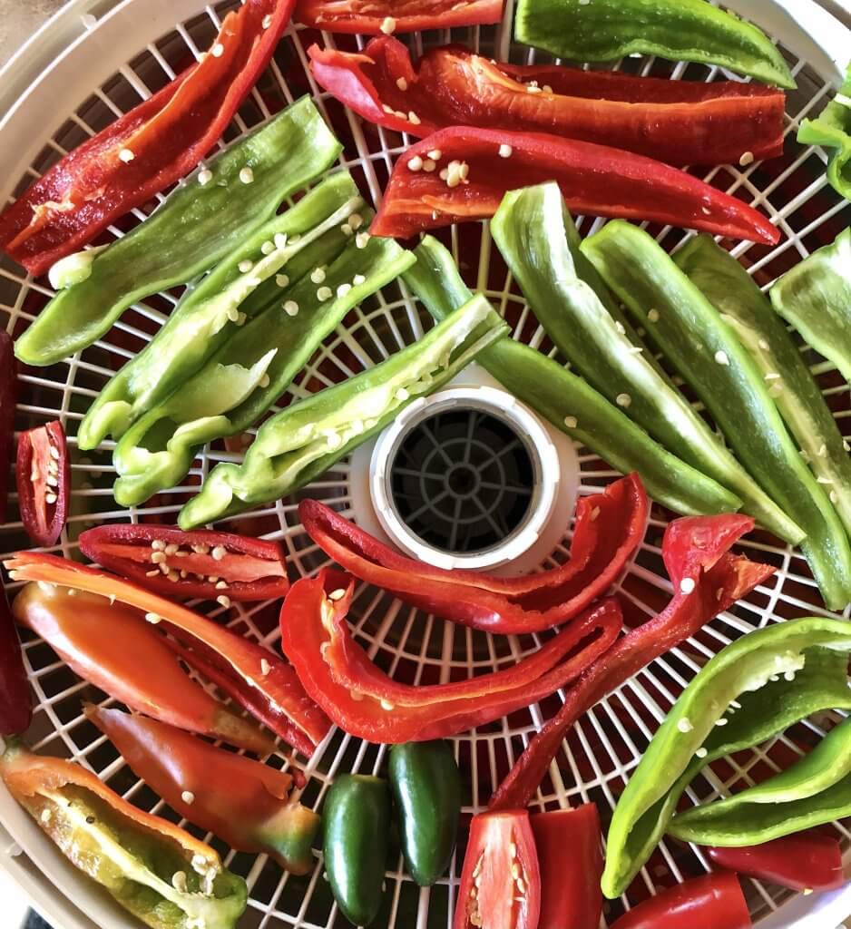 dehydrator tray with pepper strips