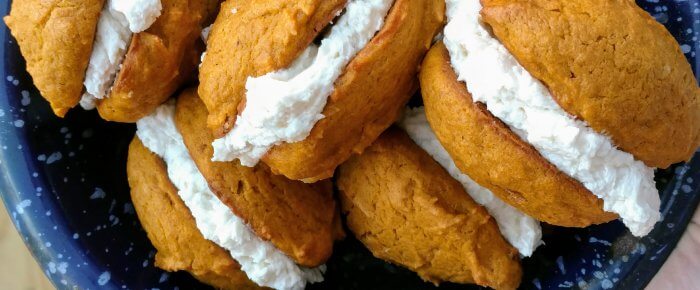 Pumpkin Whoopie Pies with creamy ginger filling recipe!
