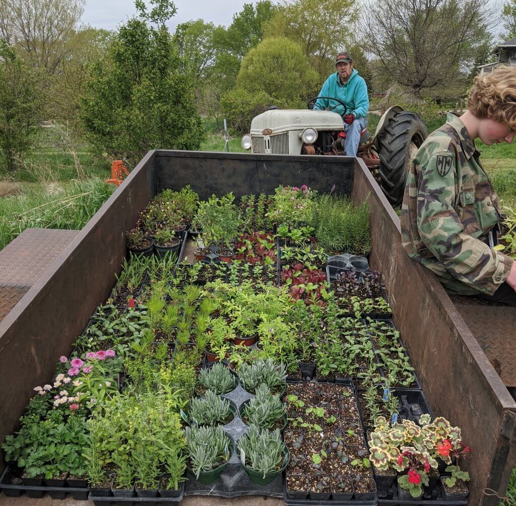 trailer full of plants
