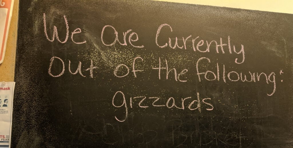 blackboard from restaurant