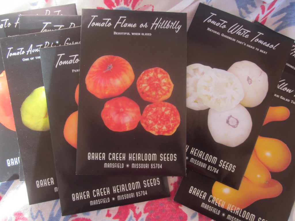 Here's the collection of 8 heirloom tomato seed packets that you can win if you enter my giveaway!
