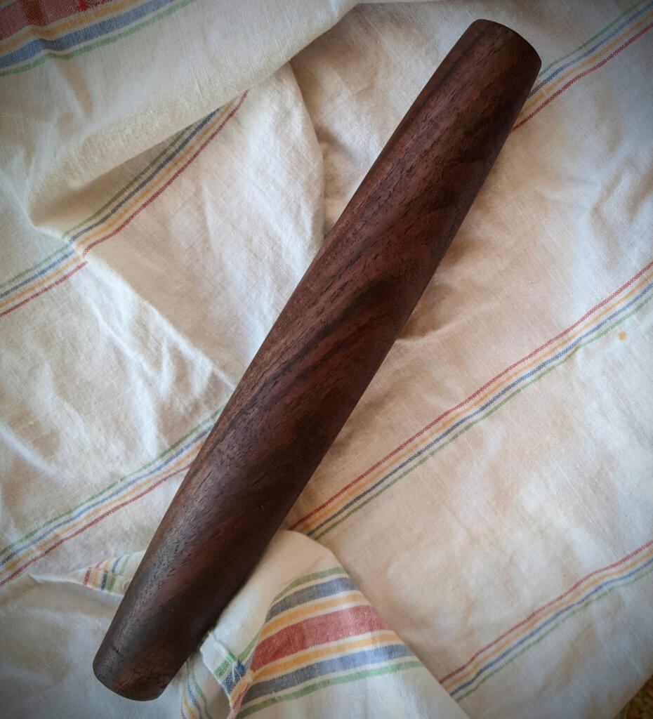 Vintage Maple Rolling Pin Walnut Handle Wood Light Brown Rolling