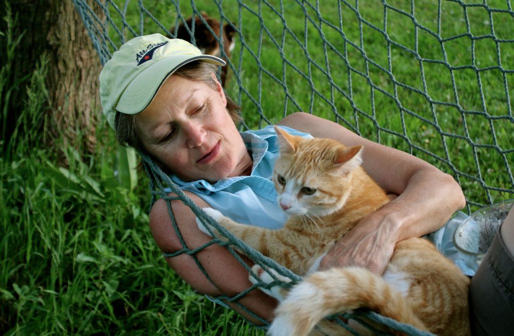 Goldberry and me in the hammock. Summer evening, circa May 2016.