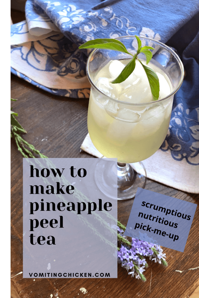 pineapple peel tea in wine glass