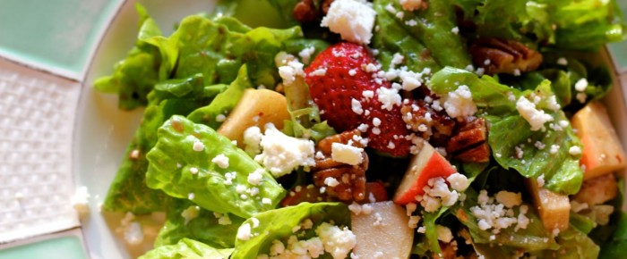 Spring lettuce salad with honey dressing, and a winner!