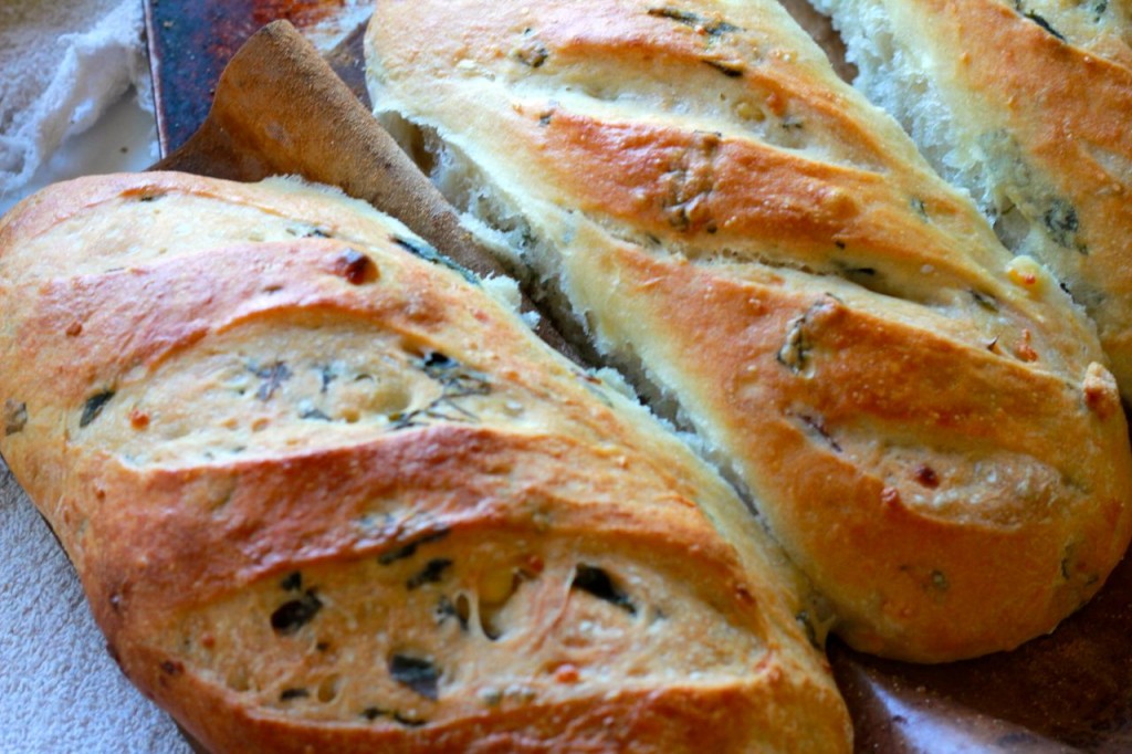 This spinach feta bread needed more space on the pan, it got so big.