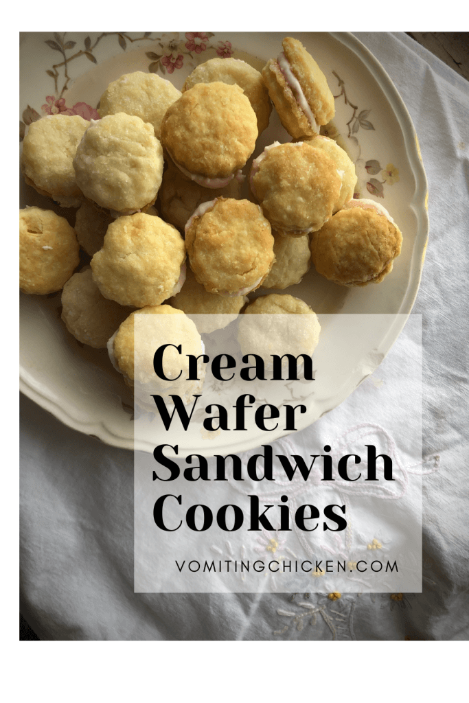 cream wafer sandwich cookies on plate